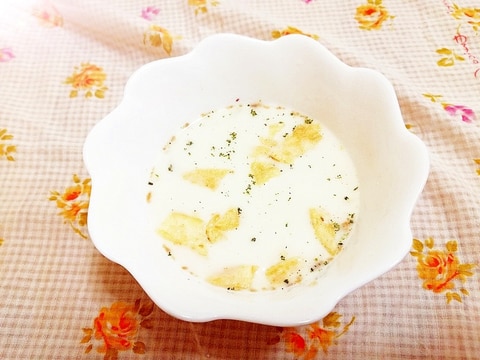 ポテトチップス＆玉葱の豆乳スープ
